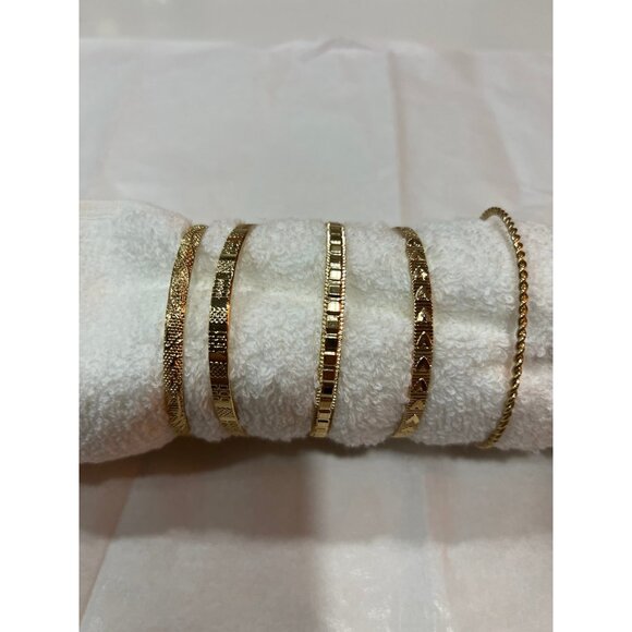 Gold Tone Stackable Bangle Bracelets - Picture 5 of 7